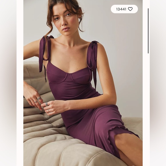 Free People Dresses & Skirts - Free People • Intimately Free• NWT Got Glam Mesh Slip in “Fig Jam” Size Small